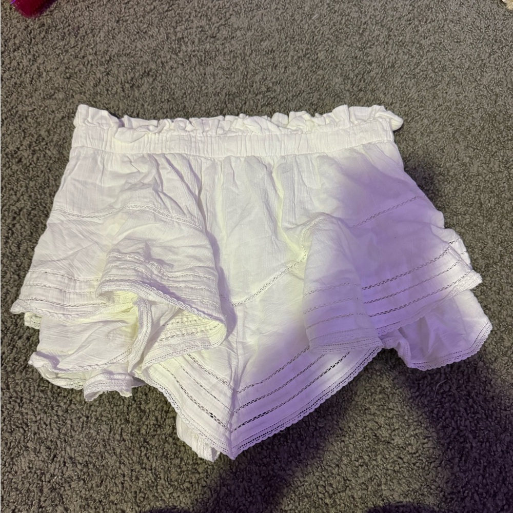 Aerie White Ruffled Mini Skirt